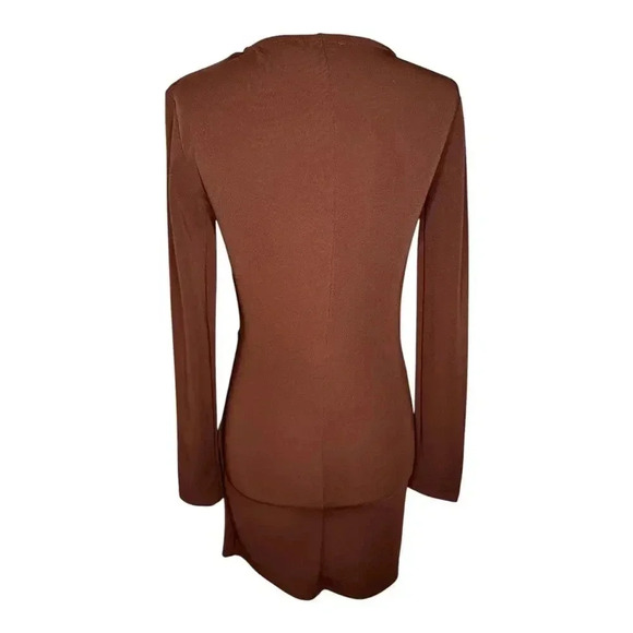 ZARA Women’s Small Brown Cutout Pleated Dress NWOT - Picture 4 of 8